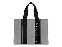 Сумка-тоут женская BUGATTI Ambra, серо-черный цвет, хлопок/полиэстер, 45х14х32 см