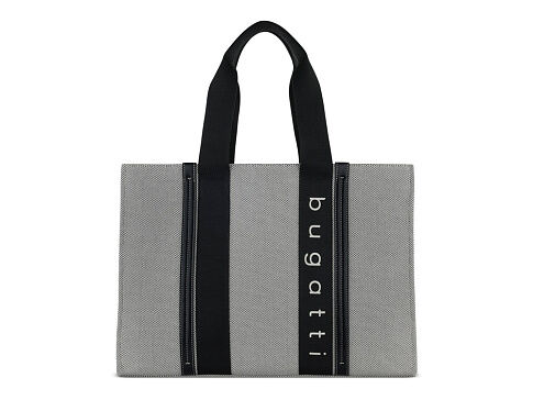 Сумка-тоут женская BUGATTI Ambra, серо-черный цвет, хлопок/полиэстер, 45х14х32 см