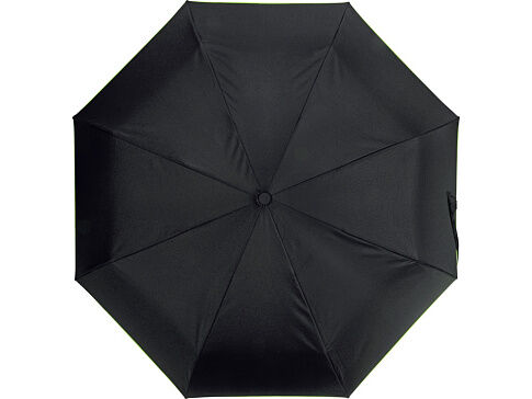Зонт-полуавтомат складной Motley с цветными спицами, черный/зеленое яблоко