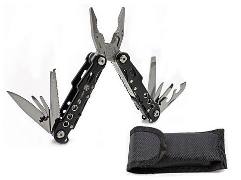 Мультитул Stinger, 105x45 мм, 9 функций, сталь/алюминий, чёрный, в комплекте нейлоновый чехол Мультитул Stinger, 105x45 мм, 9 функций, сталь/алюминий, чёрный, в комплекте нейлоновый чехол