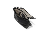 Сумка наплечная женская BUGATTI Bella, чёрная, воловья кожа/полиэстер, 25х8х20 см