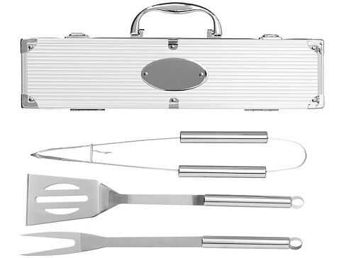 Набор для барбекю в кейсе: лопатка, щипцы, вилка Salvy (P)