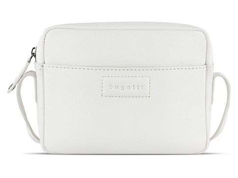 Сумка кросс-боди женская BUGATTI Elsa, белая, воловья кожа/полиэстер, 19х5,5х14 см