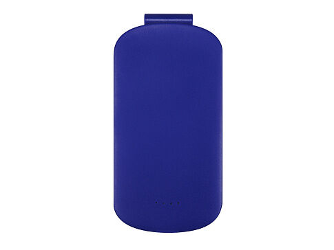 Портативное зарядное устройство Pin на 4000 mAh с большой площадью нанесения и клипом для крепления к одежде или сумке, синий