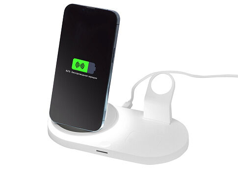 Складная зарядная станция с беспроводной зарядкой Flashport, 15 Вт, белый