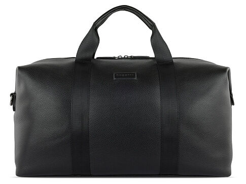 Сумка дорожная BUGATTI Elsa, чёрная, воловья кожа/полиэстер, 47х22х24 см