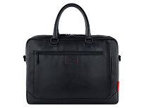 Портфель мужской BUGATTI Clark, чёрный, воловья кожа/полиэстер, 40х9,5х29 см, 10 л