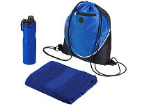 Спортивный набор со стальной бутылкой и полотенцем Advanced, синий