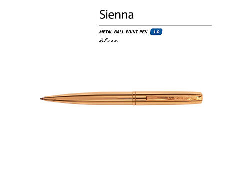 Ручка металлическая шариковая Sienna, золотистый