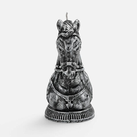 Свеча фигурная «Бюст лошади», серебристая