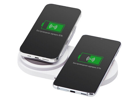 Складная зарядная станция с беспроводной зарядкой Flashport, 15 Вт, белый