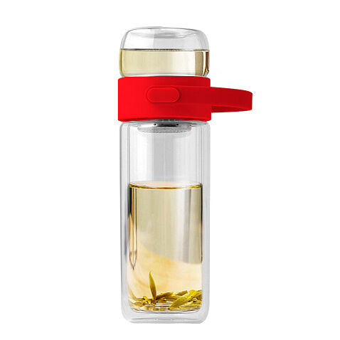 Бутылка Easy pot из боросиликатного стекла с инфьюзером, красная Бутылка Easy pot из боросиликатного стекла с инфьюзером, красная