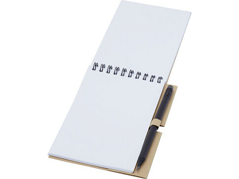 Блокнот Luciano Eco на пружине, с карандашом, маленький, натуральный