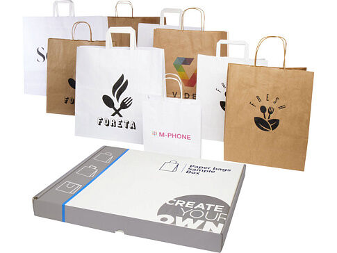 Коробка образцов пакетов из крафт-бумаги - Белый Коробка образцов пакетов из крафт-бумаги - Белый