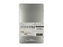 Набор чернографитовых карандашей  Sketch & Art  утолщенные,9 шт. hb-14b,  металлическая коробка с ложементом