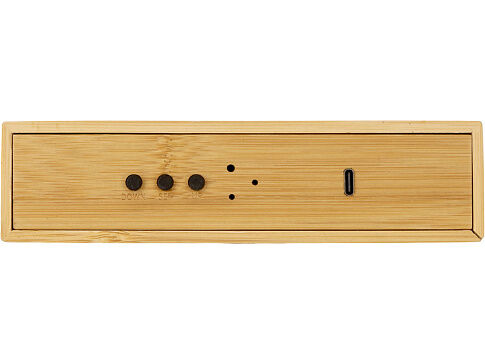 Часы настольные с беспроводной зарядкой Index, 10 Вт, бамбук (Р)