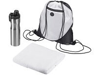 Спортивный набор со стальной бутылкой и полотенцем Advanced, белый