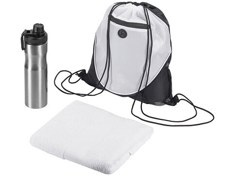 Спортивный набор со стальной бутылкой и полотенцем Advanced, белый