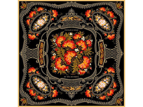 Платок Тагильский поднос, черный