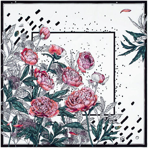 Платок шелковый Delicate, пионы