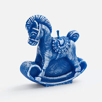 Свеча фигурная «Лошадка-качалка», синяя