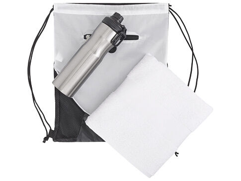 Спортивный набор со стальной бутылкой и полотенцем Advanced, белый