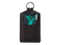 Кожаный бейдж для пропуска, черный