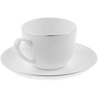 Кофейная пара Select, белая с серебристой отводкой