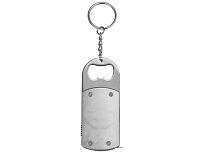 Брелок-открывалка с рулеткой и фонариком Open, серебристый