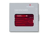 Швейцарская карточка VICTORINOX SwissCard Classic, 10 функций, полупрозрачная красная