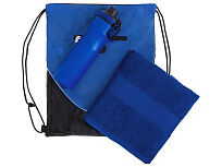 Спортивный набор со стальной бутылкой и полотенцем Advanced, синий