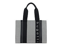 Сумка-тоут женская BUGATTI Ambra, серо-черный цвет, хлопок/полиэстер, 36,5х19х27 см