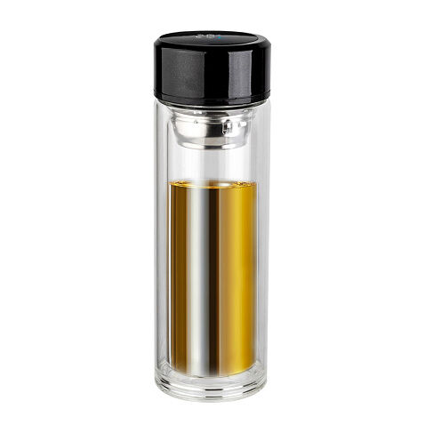 Термос стеклянный cо светодиодным дисплеем MARCUS, черный Термос стеклянный cо светодиодным дисплеем MARCUS, черный