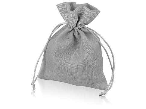 Мешочек подарочный новогодний, хлопок, средний, серый Мешочек подарочный новогодний, хлопок, средний, серый