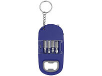 Брелок-открывалка с отвертками и фонариком Uni, софт-тач, синий