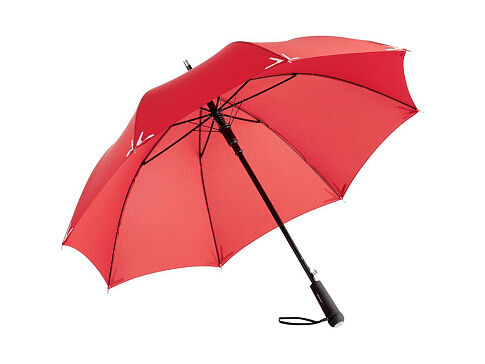 Зонт-трость 7571 Safebrella с фонариком и светоотражающими элементами, полуавтомат, черный