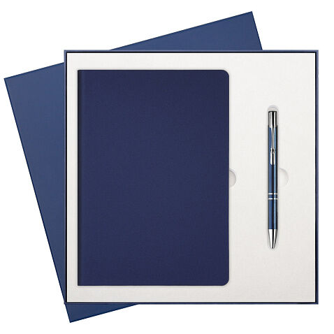 Подарочный набор Moon River, синий (ежедневник, ручка) Подарочный набор Moon River, синий (ежедневник, ручка)