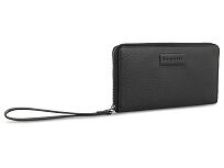 Кошелёк женский BUGATTI Elsa, с защитой данных RFID, чёрный, воловья кожа/полиэстер, 18,7х2х10 см
