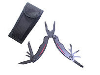 Мультитул Stinger, 105x50 мм, 9 функций, сталь/пластик, чёрно-красный, в комплекте нейлоновый чехол