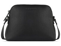 Сумка наплечная женская BUGATTI Bella, чёрная, воловья кожа/полиэстер, 23х8х17 см