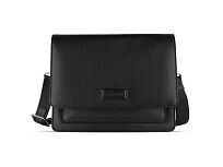 Сумка через плечо женская BUGATTI Elsa, чёрная, воловья кожа/полиэстер, 25х8,5х20 см