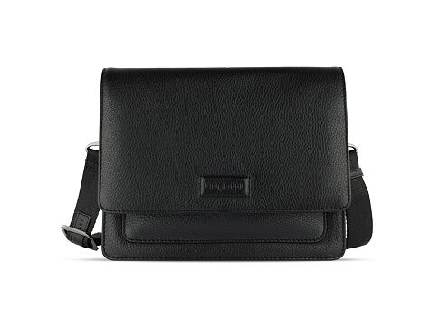 Сумка через плечо женская BUGATTI Elsa, чёрная, воловья кожа/полиэстер, 25х8,5х20 см