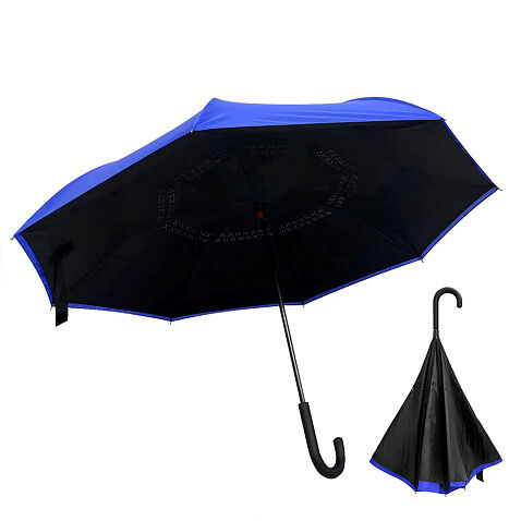 Зонт-трость наоборот Shifter, черно-синий Зонт-трость наоборот Shifter, черно-синий