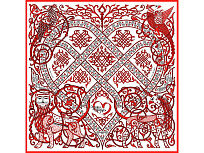 Платок Русское сердце 100% шёлк