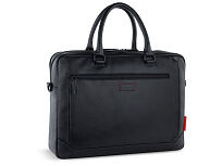 Портфель мужской BUGATTI Clark, чёрный, воловья кожа/полиэстер, 40х9,5х29 см, 10 л