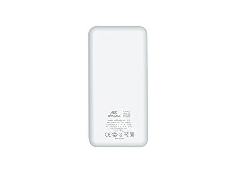 RIVACASE VA2572 (20000 мАч) QC/PD 20W внешний аккумулятор с дисплеем, белый 12/24