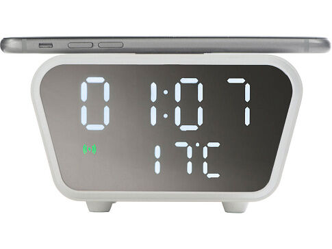 Настольные часы с функцией беспроводной зарядки Wake, 10 Вт (Р)