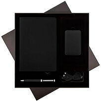 Подарочный набор Spark, черный (ежедневник, ручка, аккумулятор)