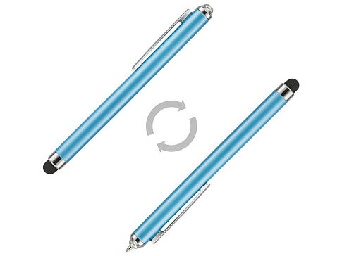 Ручка шариковая Nilsia со стилусом, голубой, черные черный чернила