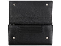 Кошелёк женский BUGATTI Lady Top, чёрный, натуральная воловья кожа, 20х2,5х10,5 см